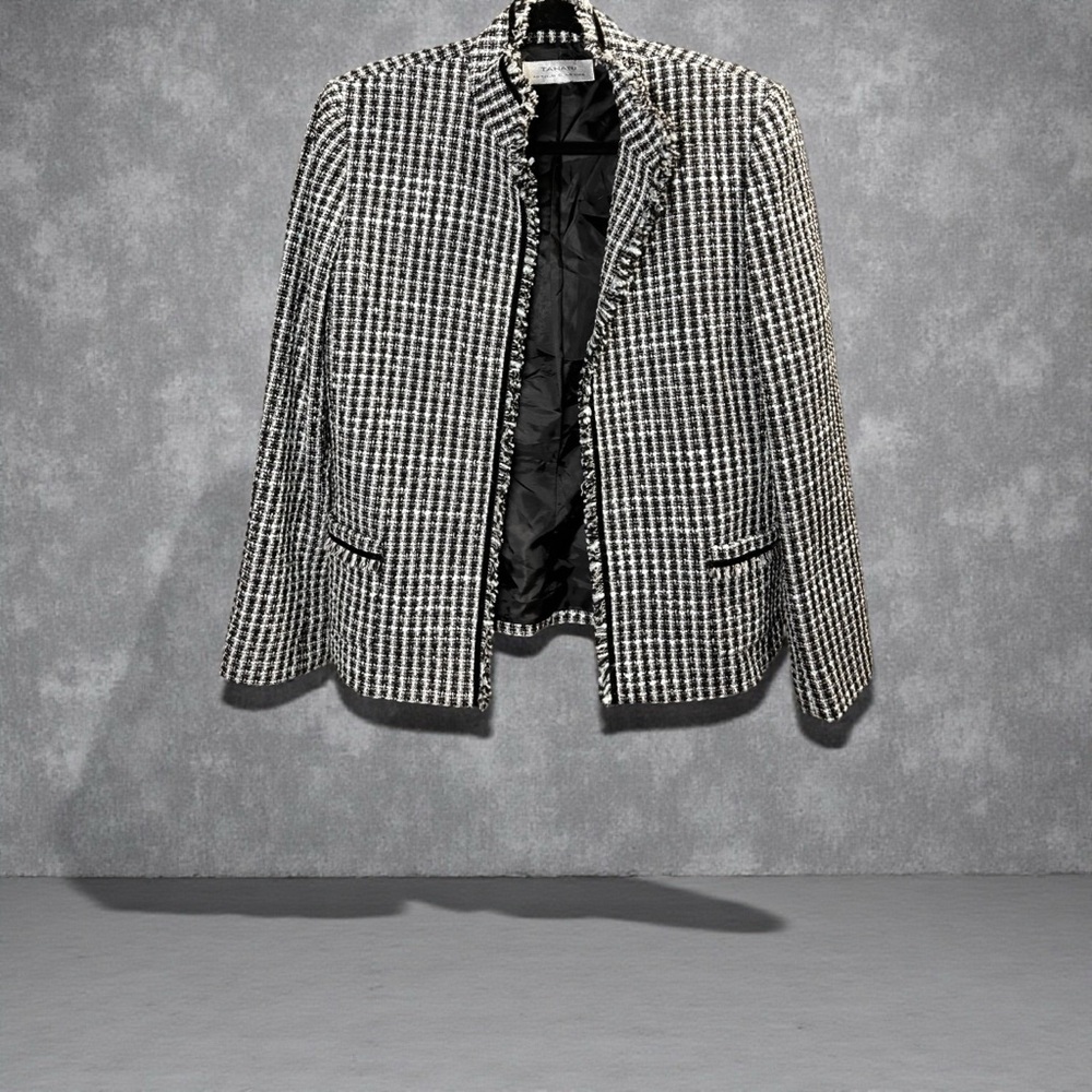 TAHARI Wool Blend Tweed Preppy Open Blazer - unknown size - Picture 2 of 5